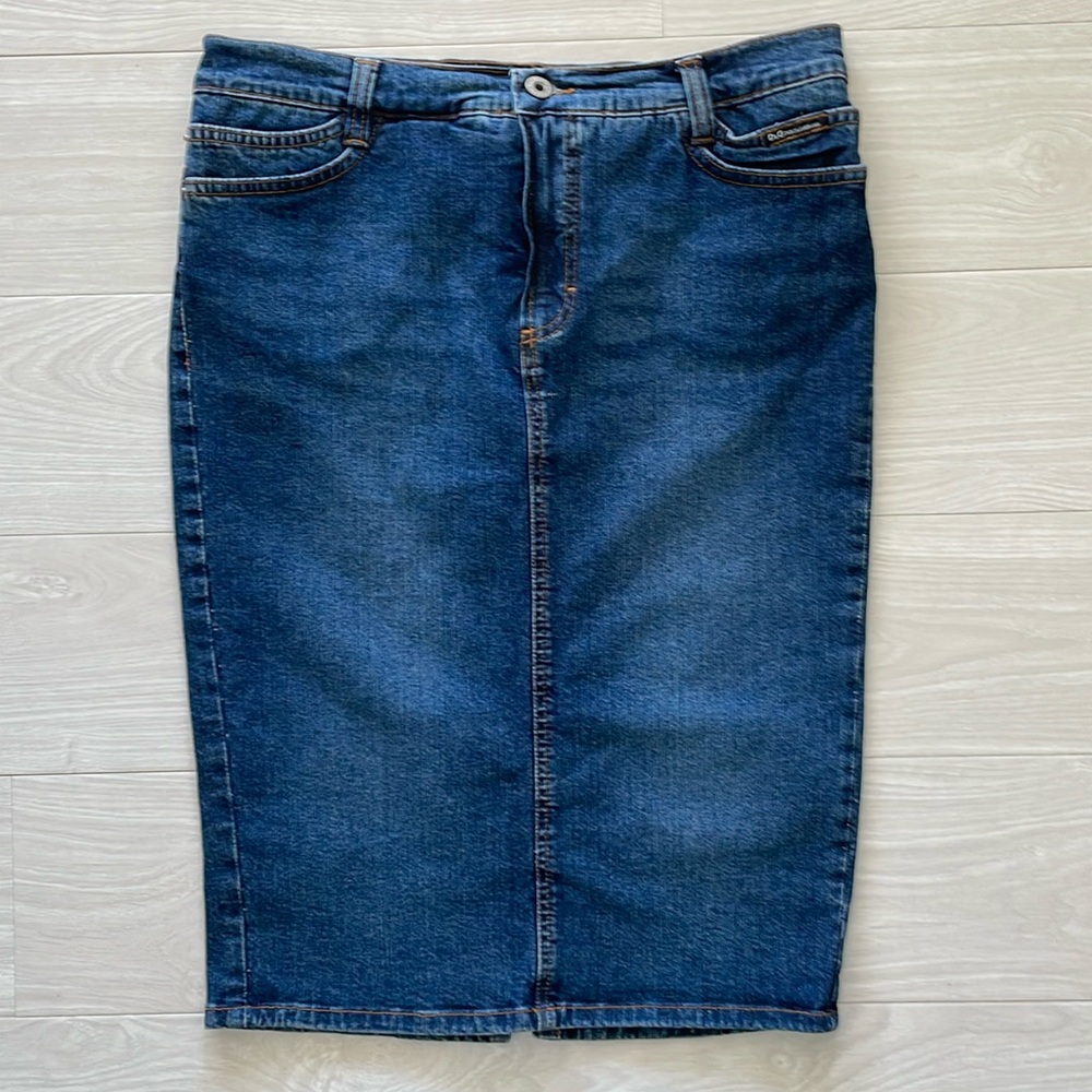 New! Dolce & Gabbana D&G Stretch Cotton Denim Pencil Skirt
